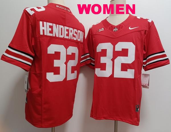 Women's Ohio State Buckeyes #32 TreVeyon Henderson Red Vapor F.U.S.E. Limited College Football Jersey