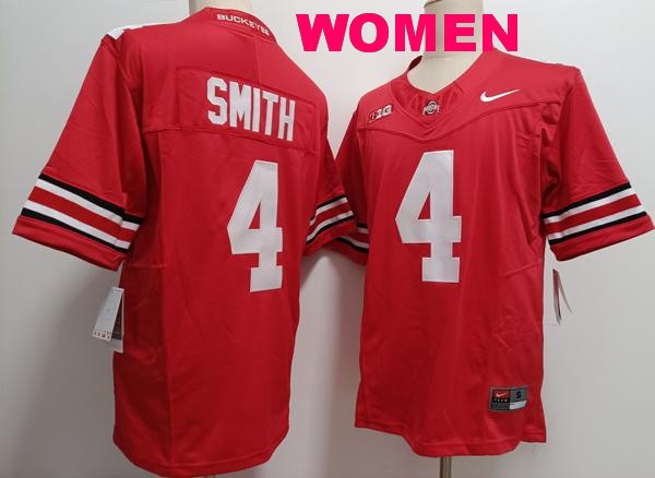 Women's Ohio State Buckeyes #4 Jeremiah Smith Red F.U.S.E. College Stitched Jersey