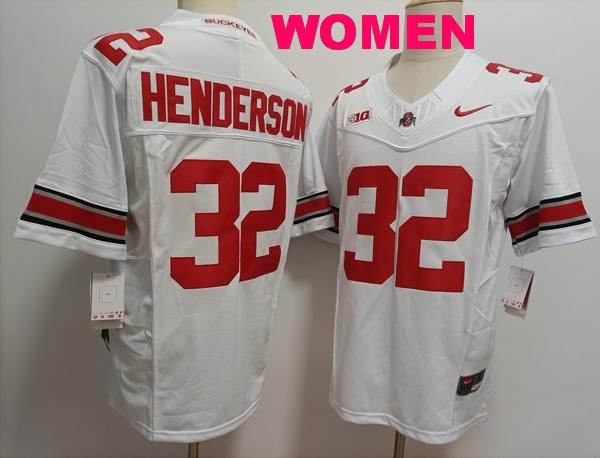 Women's Ohio State Buckeyes #32 TreVeyon Henderson White Vapor F.U.S.E. Limited College Football Jersey