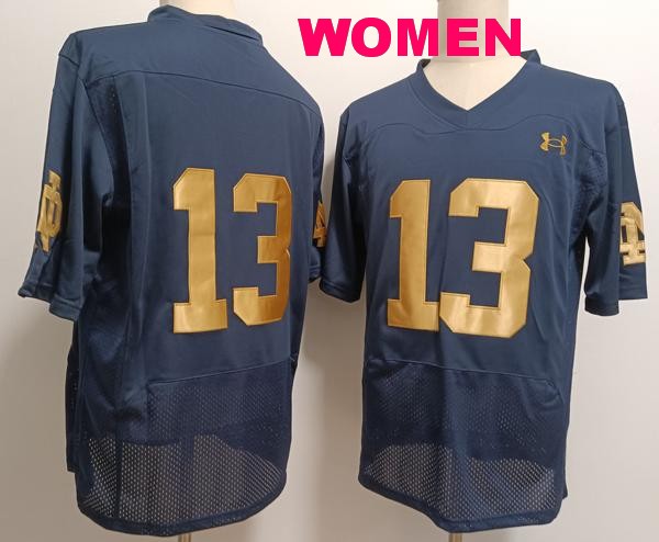 Women's Notre Dame Fighting Irish #13 Riley Leonard Navy Blue College Stitched Jersey