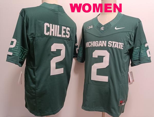 Women's Michigan State Spartans #2 Aidan Chiles Green Vapor F.U.S.E. Limited College Football Jersey