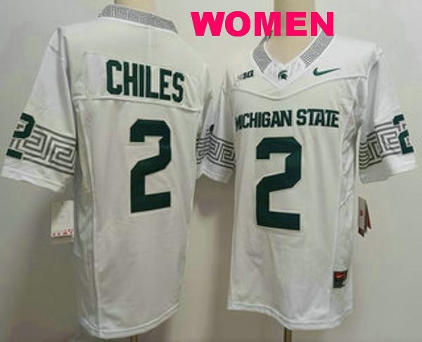 Women's Michigan State Spartans #2 Aidan Chiles White Vapor F.U.S.E. Limited College Football Jersey