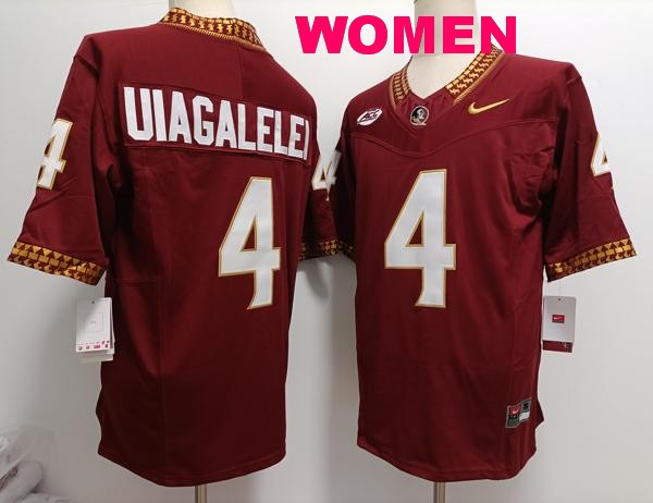 Women's Florida State Seminoles #4 DJ Uiagalelei Red Vapor F.U.S.E. Limited College Stitched Jersey