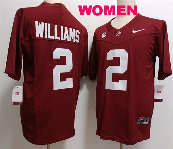 Women's Alabama Crimson Tide #2 Ryan Williams Red Vapor F.U.S.E. Limited Stitched Football Jersey