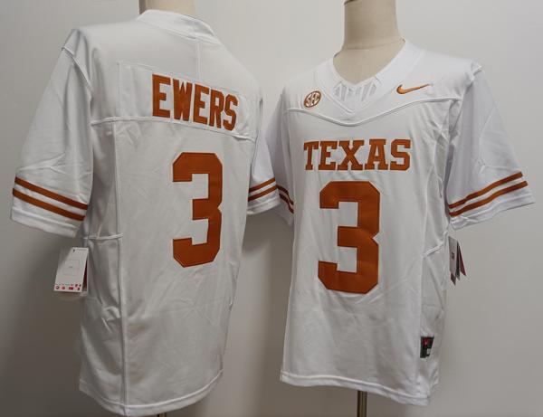 Men's Texas Longhorns #3 Quinn Ewers White Vapor F.U.S.E. Limited Stitched Jersey