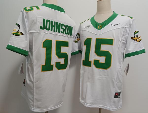 Men's Oregon Ducks #15 Tez Johnson White 2024 Vapor F.U.S.E. Limited College Football Jersey