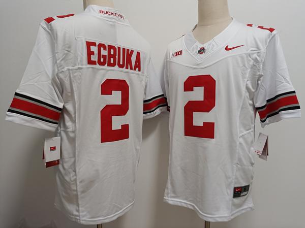 Men's Ohio State Buckeyes #2 Emeka Egbuka White F.U.S.E. College Stitched Jersey