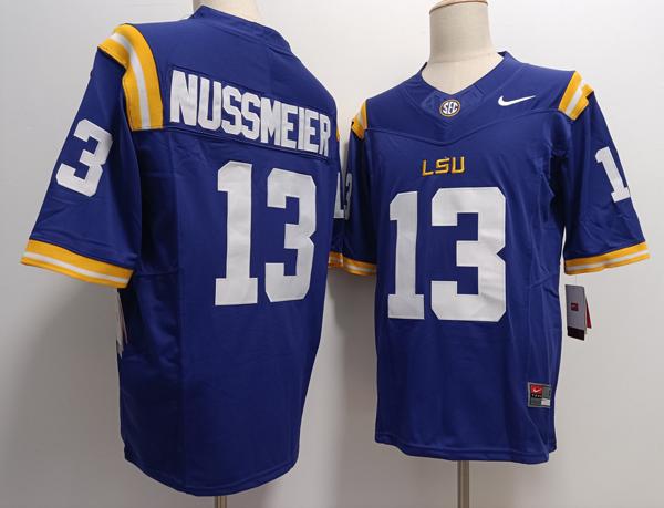 Men's LSU Tigers #13 Garrett Nussmeier Purple Vapor F.U.S.E. Limited College Stitched Jersey