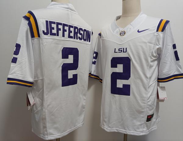 Men's LSU Tigers #2 Justin Jefferson White Vapor F.U.S.E. Limited College Stitched Jersey