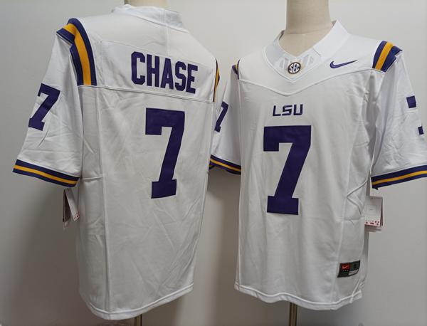 Men's LSU Tigers #7 JaMarr Chase White Vapor F.U.S.E. Limited College Stitched Jersey