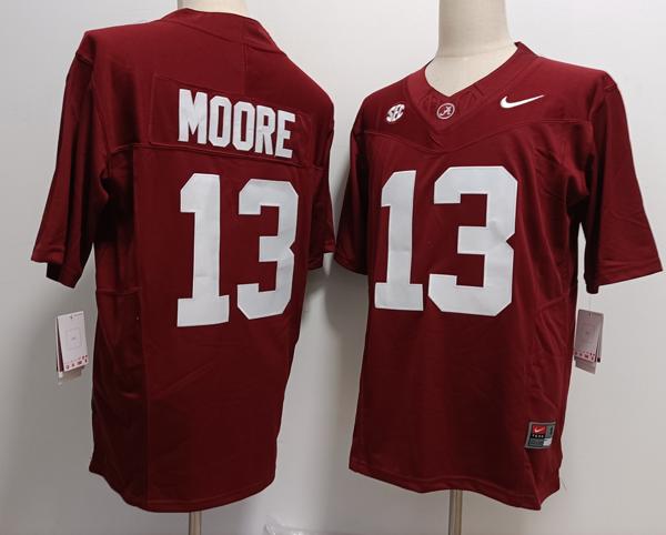 Men's Alabama Crimson Tide #13 Malachi Moore Red Vapor F.U.S.E. Limited College Stitched Jersey