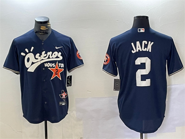 Men's Houston Astros #2 David Jack Navy Cactus Jack Style Vapor Premier Limited Stitched Baseball Jersey