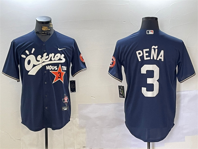 Men's Houston Astros #3 Jeremy Pena Navy Cactus Jack Style Vapor Premier Limited Stitched Baseball Jersey