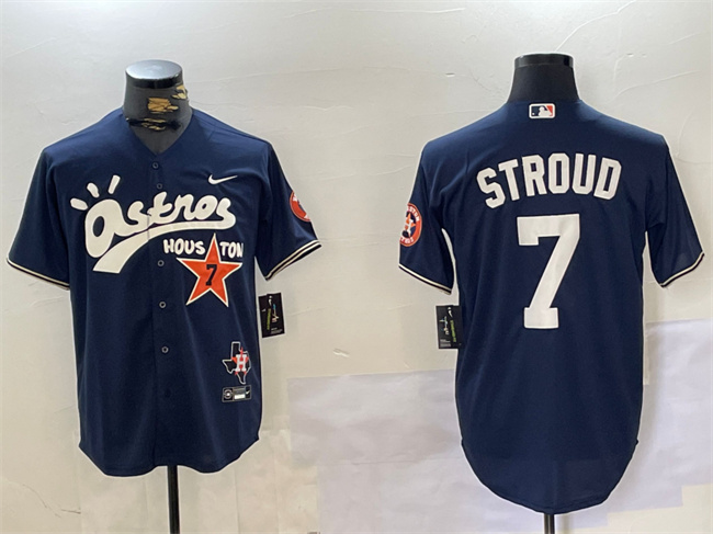 Men's Houston Astros #7 C.J. Stroud Navy Cactus Jack Style Vapor Premier Limited Stitched Baseball Jersey