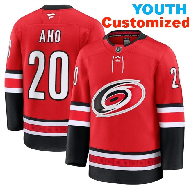 Youth Fanatics Carolina Hurricanes Customized Red 2024-25 Alternate Stitched Hockey Jersey