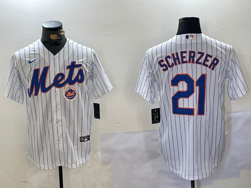 Men's New York Mets #21 Max Scherzer White Cool Base Stitched Baseball Jerseys