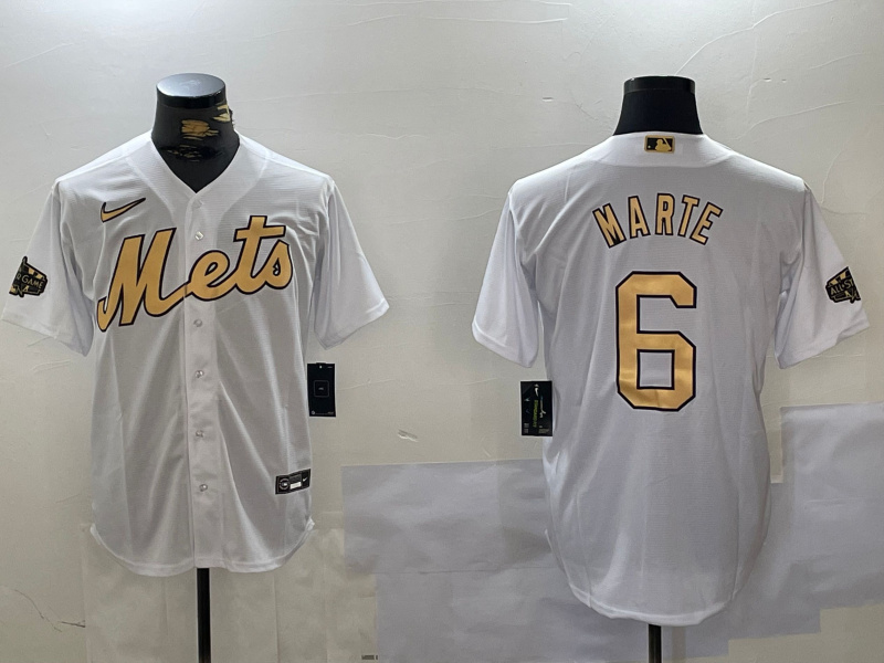 Men's New York Mets #6 Starling Marte 2022 All-Star White Cool Base Stitched Baseball Jerseys