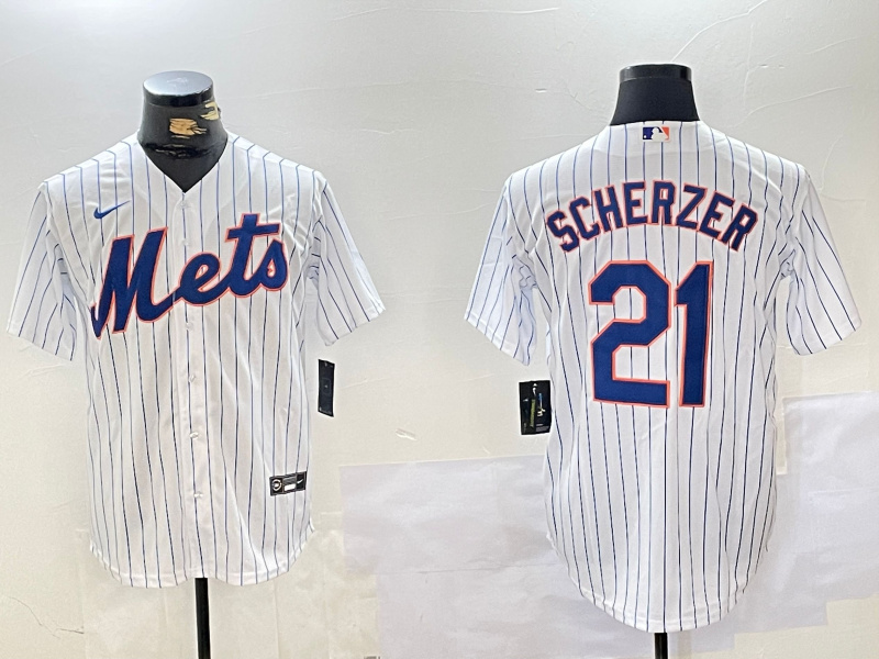 Men's New York Mets #21 Max Scherzer White Cool Base Stitched Baseball Jersey