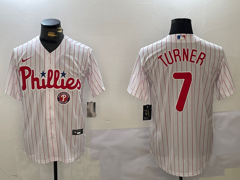 Men's Philadelphia Phillies #7 Trea Turner White Cool Base Stitched Jerseys