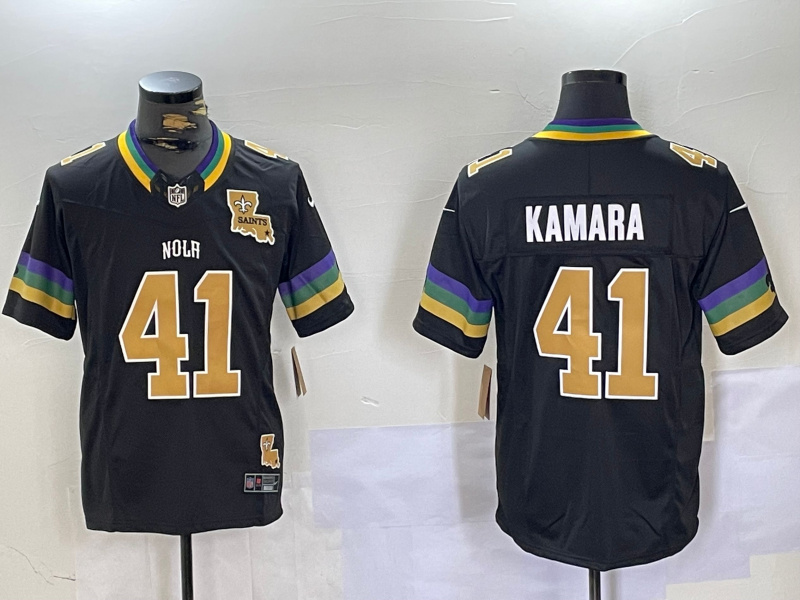 Men's New Orleans Saints #41 Alvin Kamara Black 2024 F.U.S.E. Vapor Limited Stitched Jersey