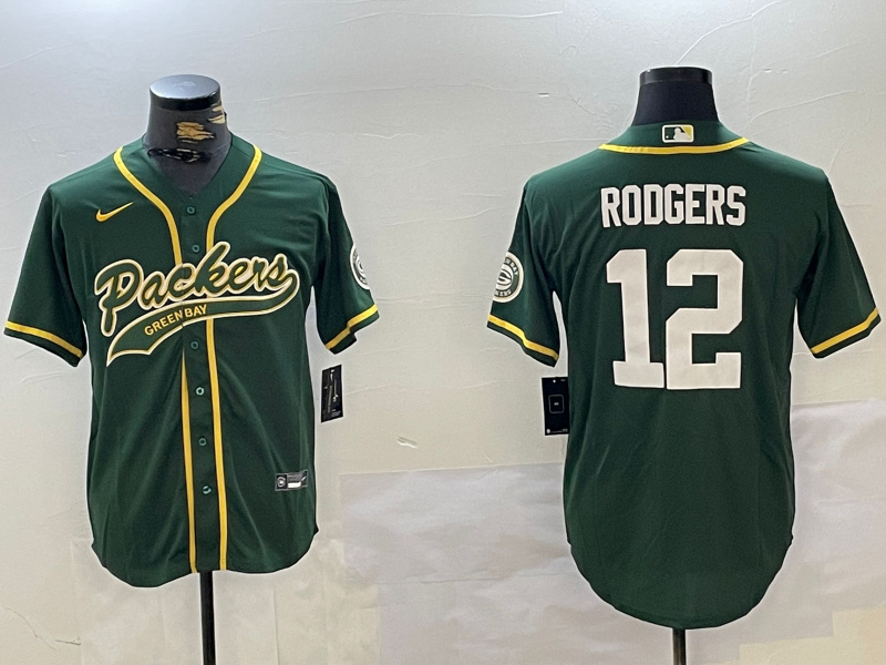 Men's Green Bay Packers #12 Aaron Rodgers Green Cool Base Stitched Baseball Jerseys