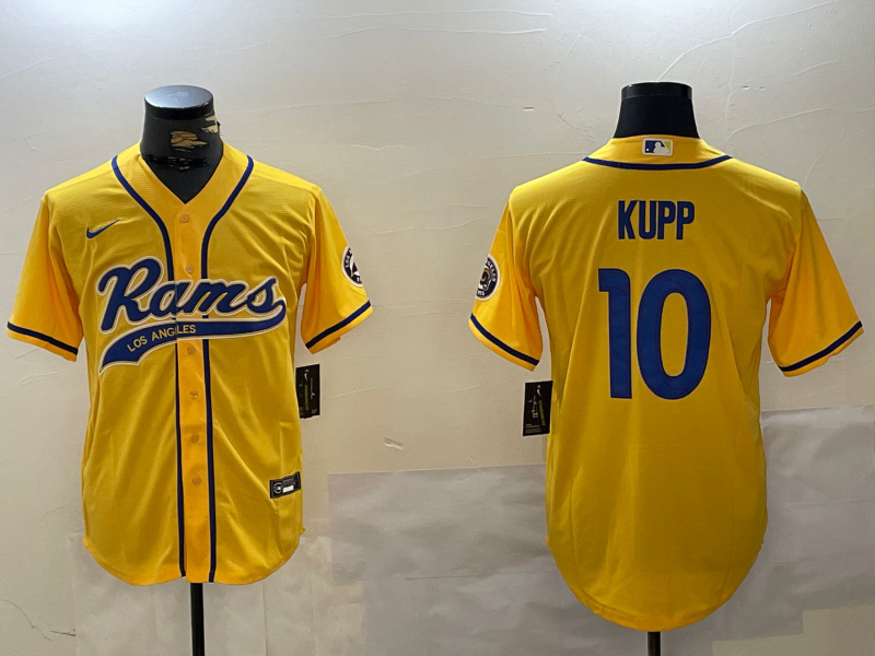 Men's Los Angeles Rams #10 Cooper Kupp yellow Cool Base Stitched Baseball Jersey