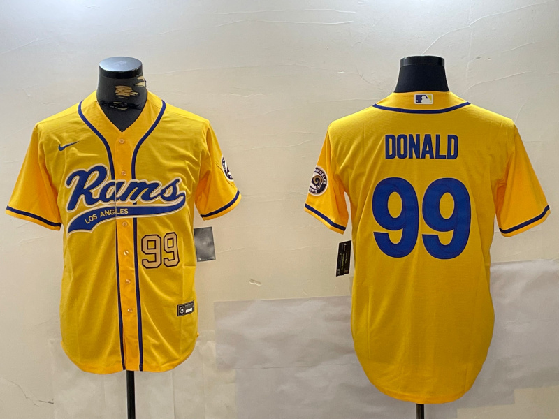 Men's Los Angeles Rams #99 Aaron Donald Yellow Cool Base Stitched Baseball Jersey