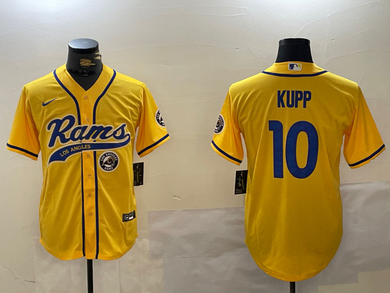 Men's Los Angeles Rams #10 Cooper Kupp yellow Cool Base Stitched Baseball Jerseys