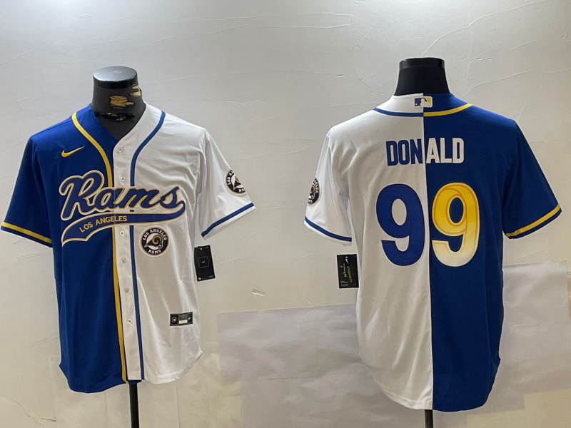 Men's Los Angeles Rams #99 Aaron Donald Royal White Cool Base Stitched Baseball Jersey