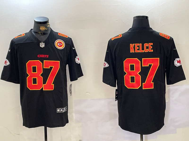 Men's Kansas City Chiefs #87 Travis Kelce Black F.U.S.E Vapor Untouchable Limited Stitched Football Jersey