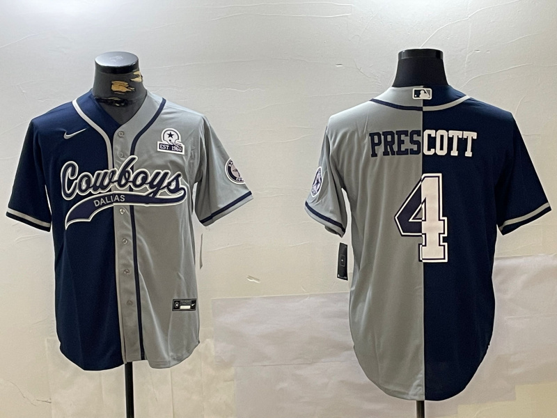 Men's Dallas Cowboys #4 Dak Prescott Gray With 1960 Patch Cool Base Stitched Baseball Jerseys