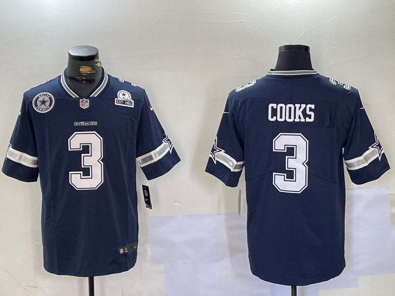 Men's Dallas Cowboys #3 Brandin Cooks Navy With 1960 Patch Vapor Untouchable Limited Stitched Football Jerseys