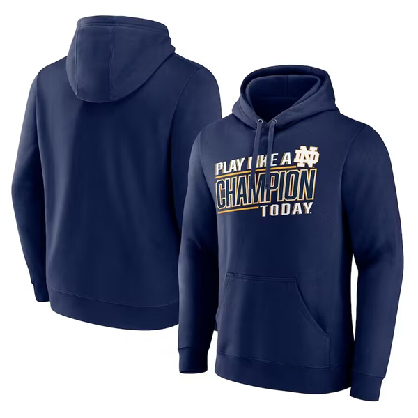 Men's Notre Dame Fighting Irish Navy Play Like A Champion Today Pullover Hoodie