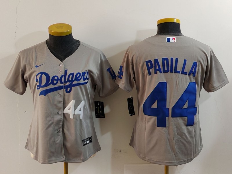 Women's Los Angeles Dodgers #44 Vicente Padilla Grey Stitched Jersey(Run Small)