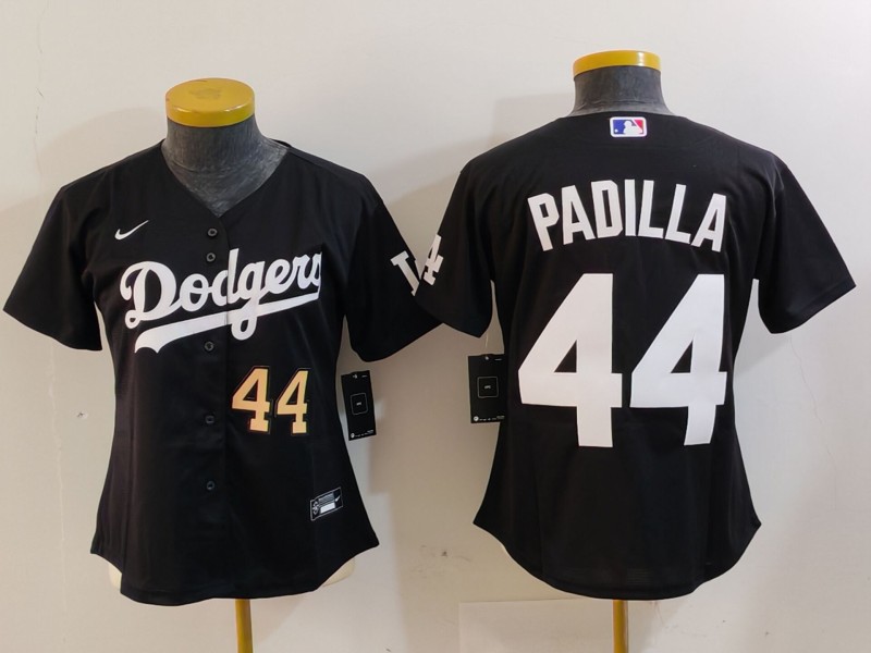 Women's Los Angeles Dodgers #44 Vicente Padilla Black Stitched Jersey(Run Small)