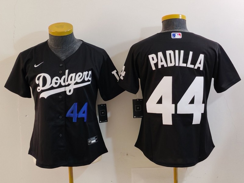 Women's Los Angeles Dodgers #44 Vicente Padilla Black Stitched Jersey(Run Small)