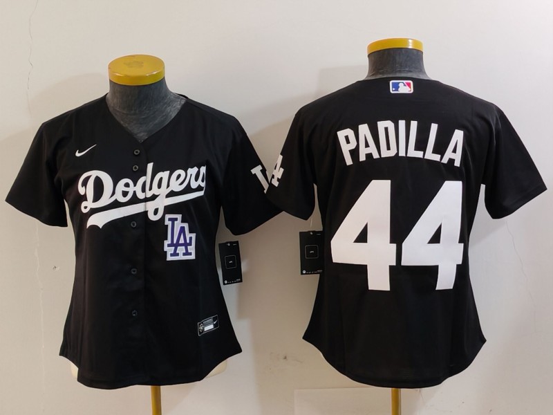 Women's Los Angeles Dodgers #44 Vicente Padilla Black Stitched Jersey(Run Small)