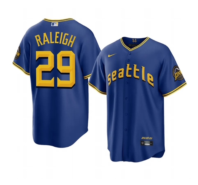 Men's Seattle Mariners #29 Cal Raleigh Nike City Connect Cool Base Stitched Baseball Jersey - Royal