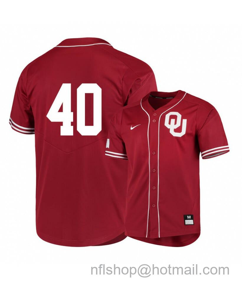 Men's Nike Oklahoma Sooners 40 Brady Lindsly Red Elite College Baseball Jersey