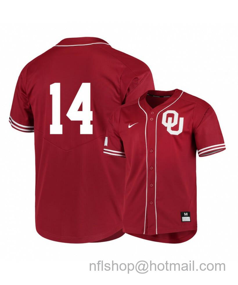 Men's Nike Oklahoma Sooners 14 Justin Mitchell Red Elite College Baseball Jersey