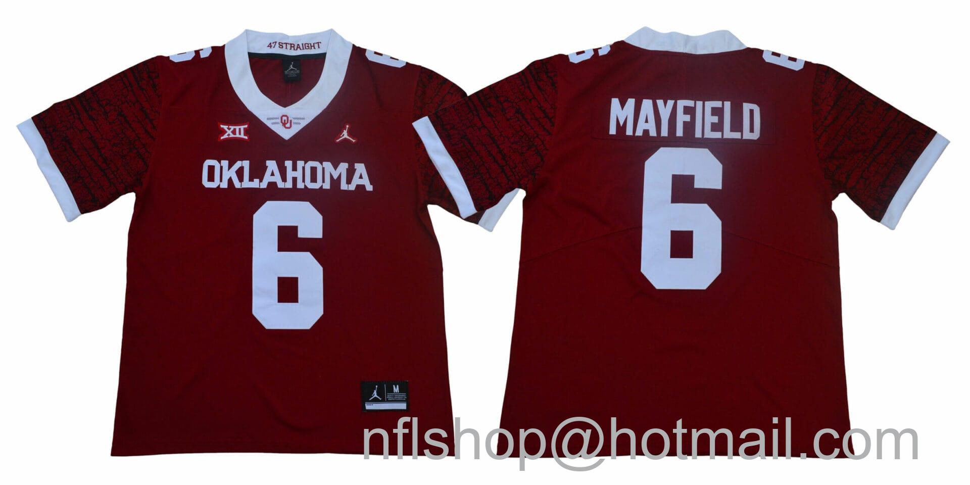 Men's Jordan Brand Oklahoma Sooners #6 Baker Mayfield Football Jersey Legendary Red