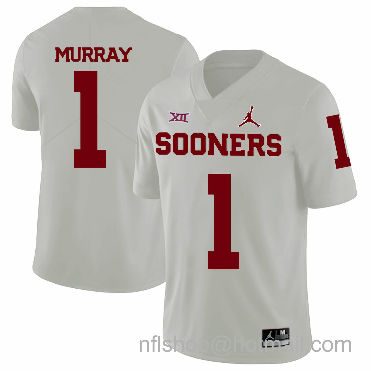 Men's Jordan Brand Oklahoma Sooners #1 Kyler Murray Football Jersey White