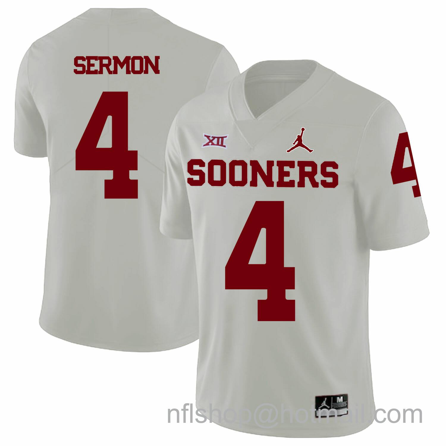 Men's Jordan Brand Oklahoma Sooners #4 Trey Sermon Football Jersey White