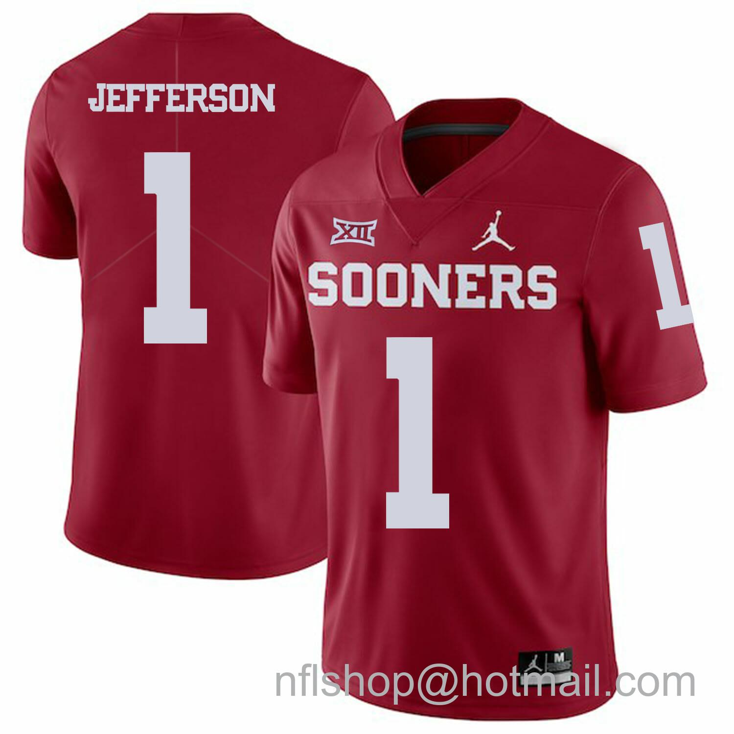 Men's Jordan Brand Oklahoma Sooners #1 Tony Jefferson Football Jersey Dark Red