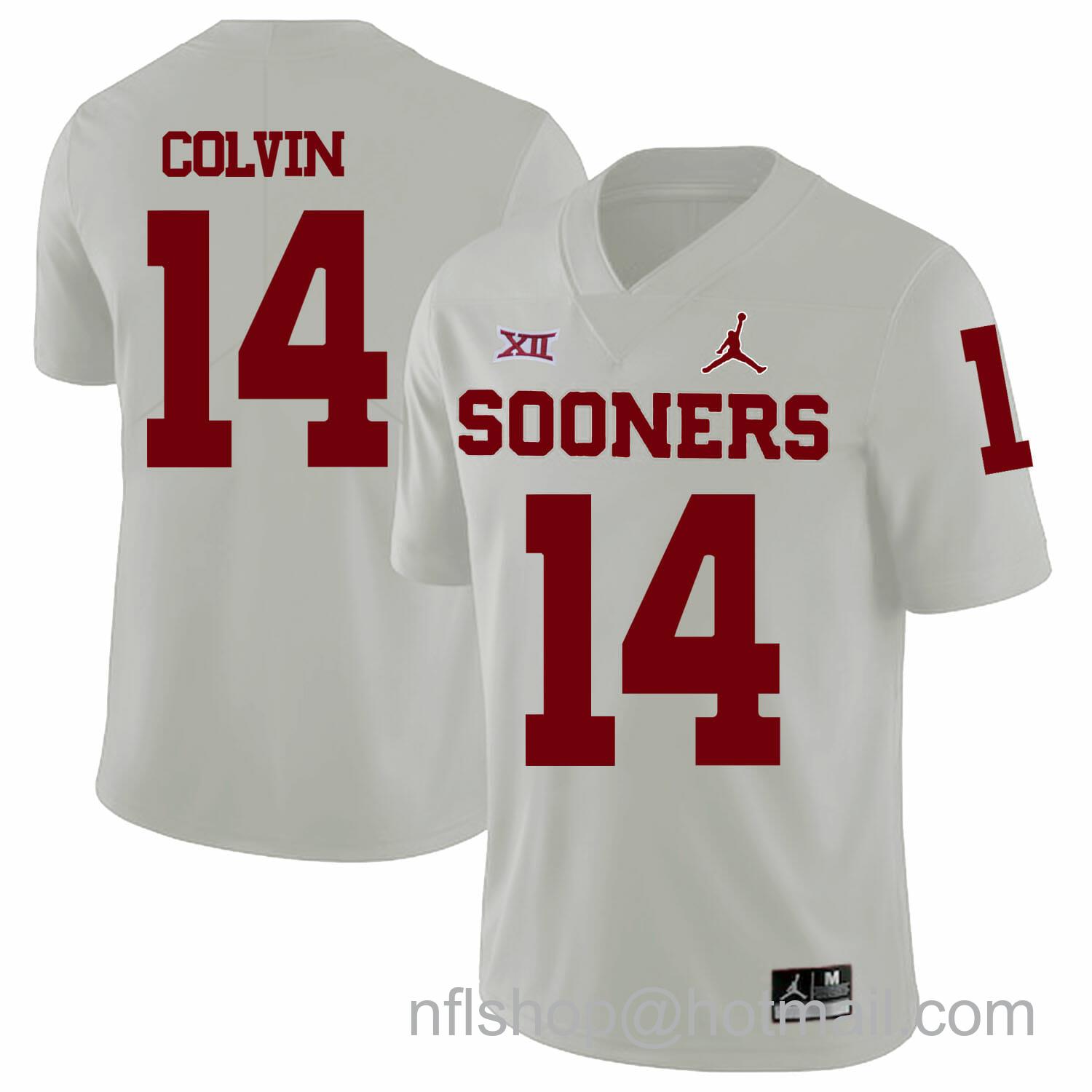 Men's Jordan Brand Oklahoma Sooners #14 Aaron Colvin Football Jersey White