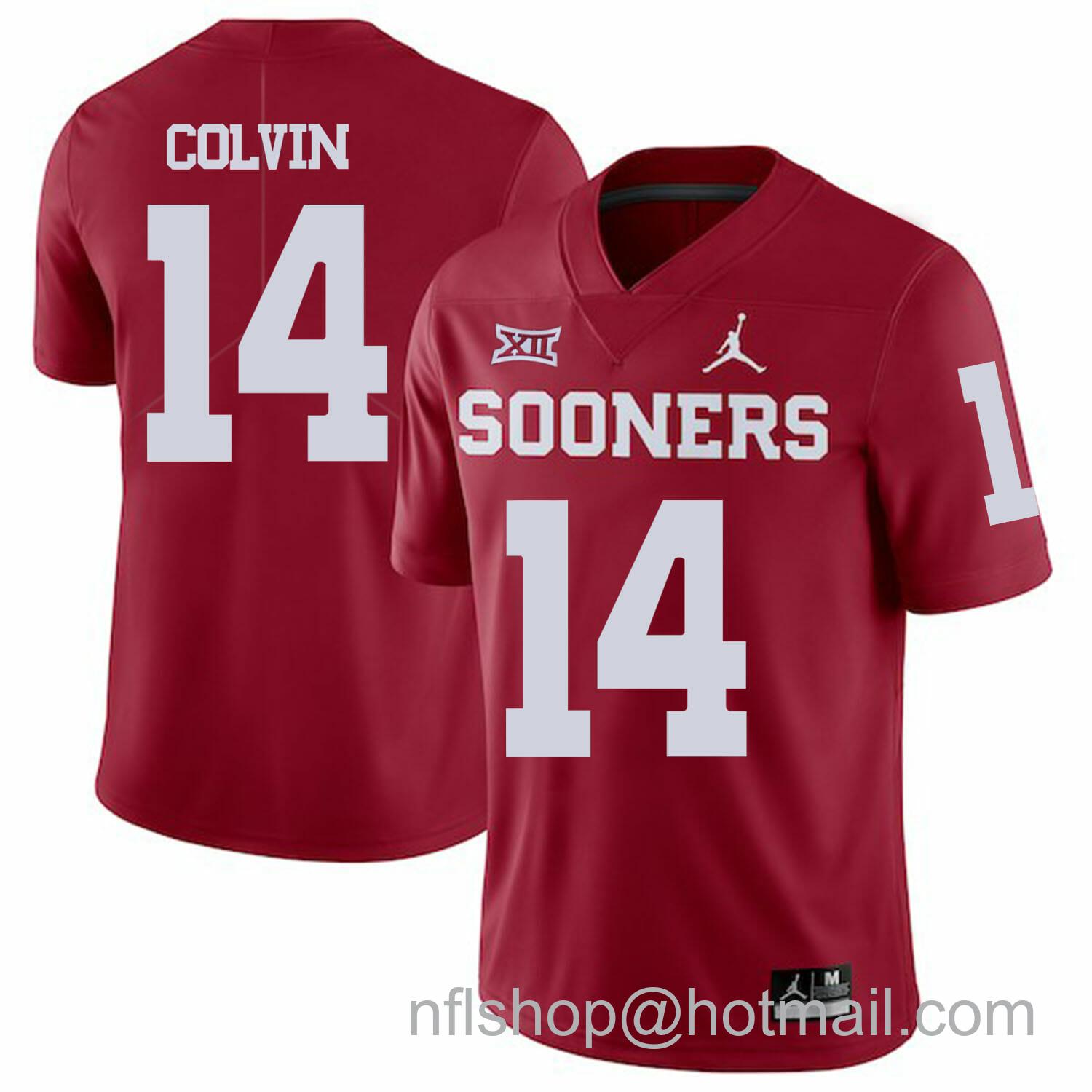 Men's Jordan Brand Oklahoma Sooners #14 Aaron Colvin Football Jersey Red