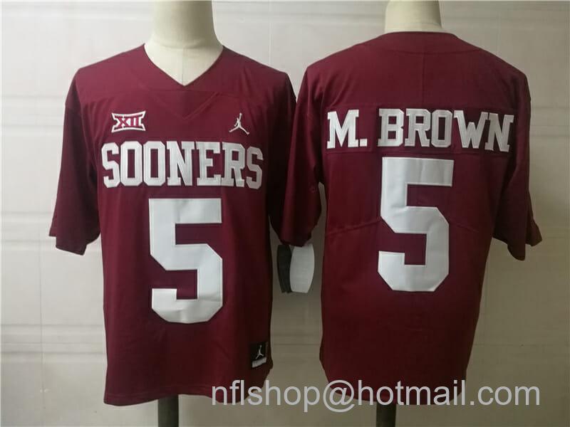 Men's Jordan Brand Oklahoma Sooners #5 M.Brown College Football Jersey Red