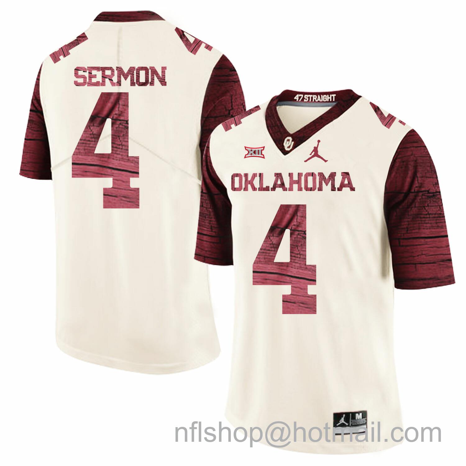 Men's Jordan Brand Oklahoma Sooners #4 Trey Sermon Football Jersey Wood Pattern White