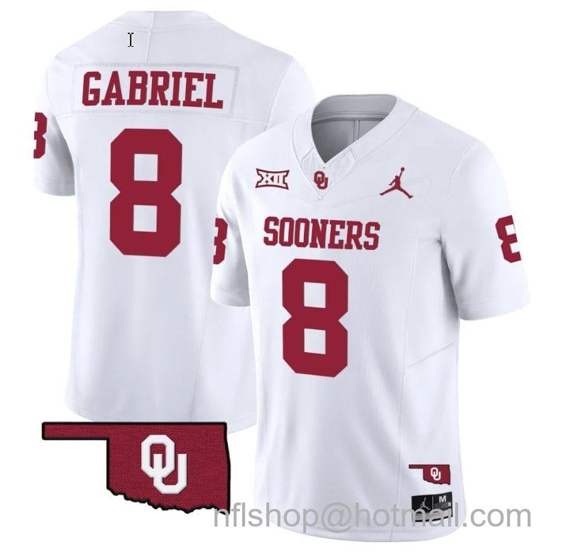 Men's Jordan Brand Dillon Gabriel Jersey #8 Oklahoma Sooners Vapor Limited College Football Stitched White