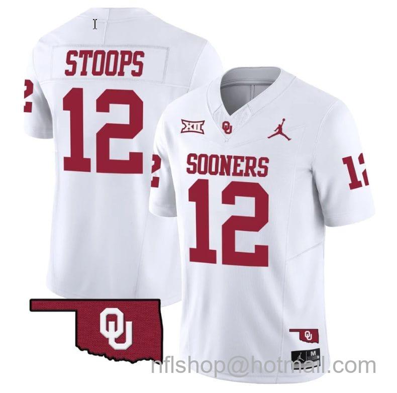 Men's Jordan Brand Drake Stoops Jersey #12 Oklahoma Sooners Vapor Limited College Football Stitched White